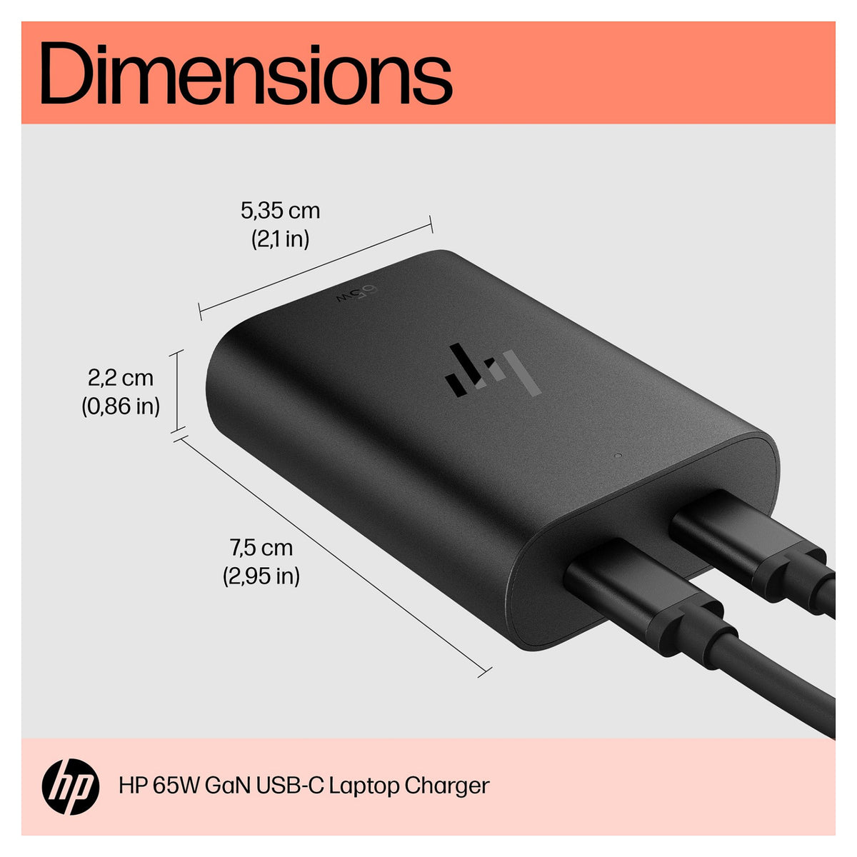 HP USB-C 65W GaN Laptop Charger EURO