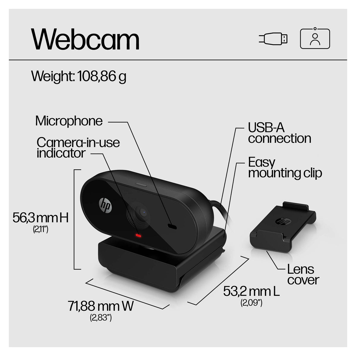 HP 320 FHD Webcam schwarz