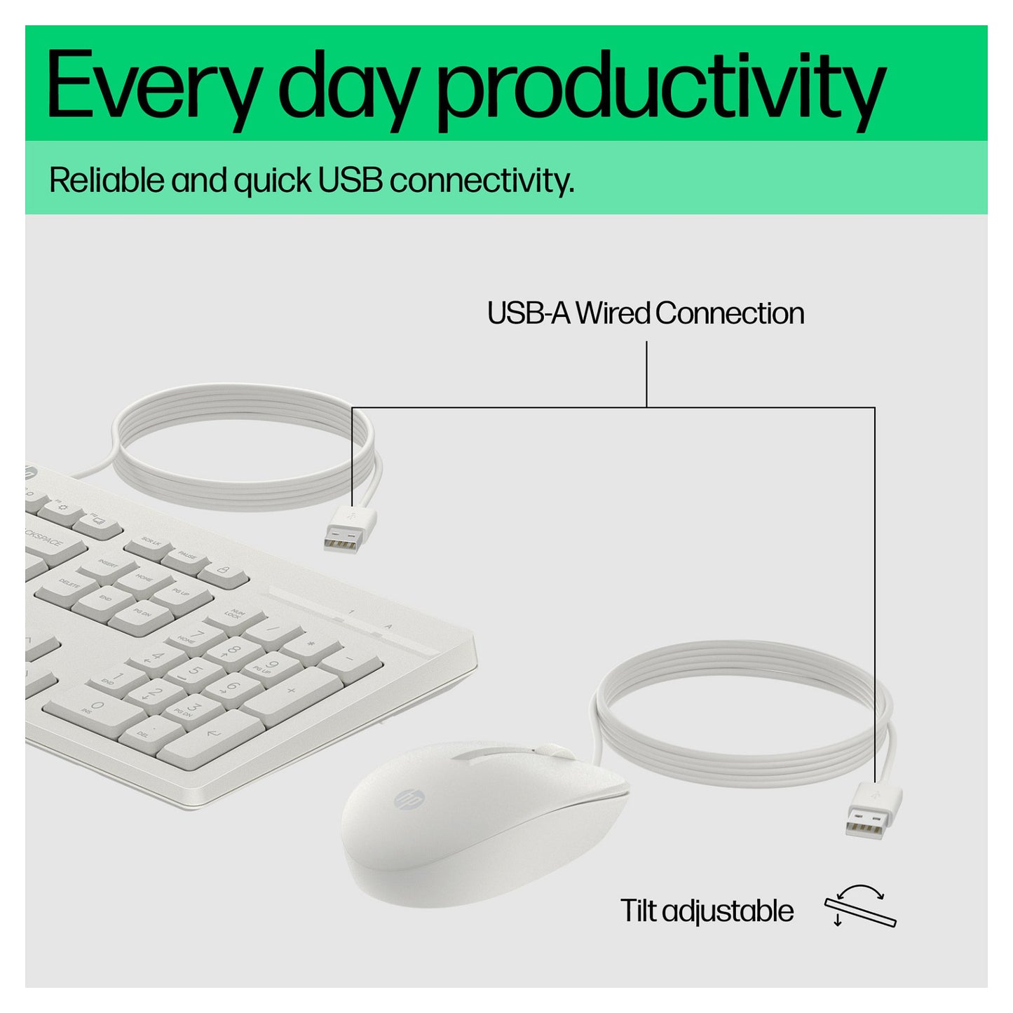 HP Tastatur+Maus 225 Set Kabelgebunden Weiß