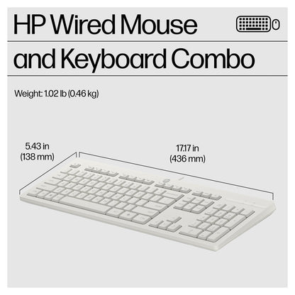 HP Tastatur+Maus 225 Set Kabelgebunden Weiß