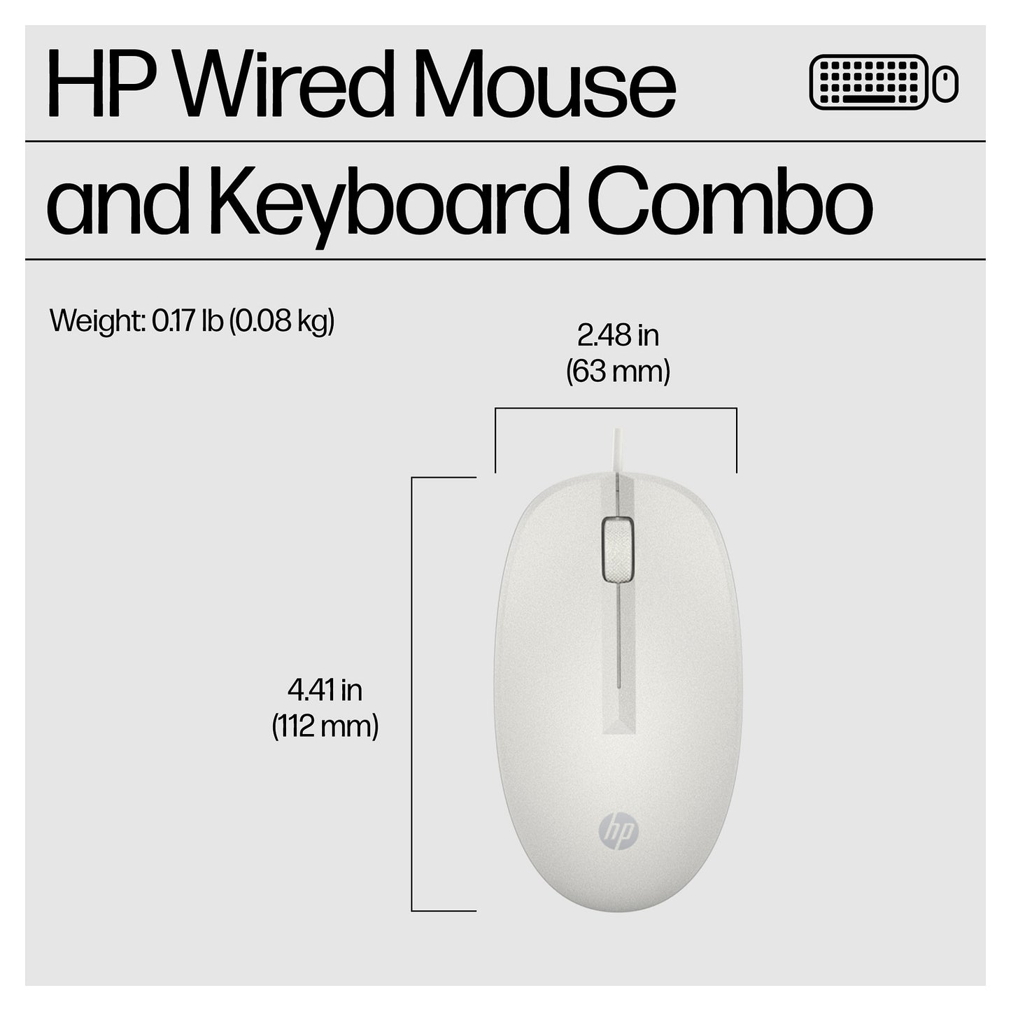 HP Tastatur+Maus 225 Set Kabelgebunden Weiß