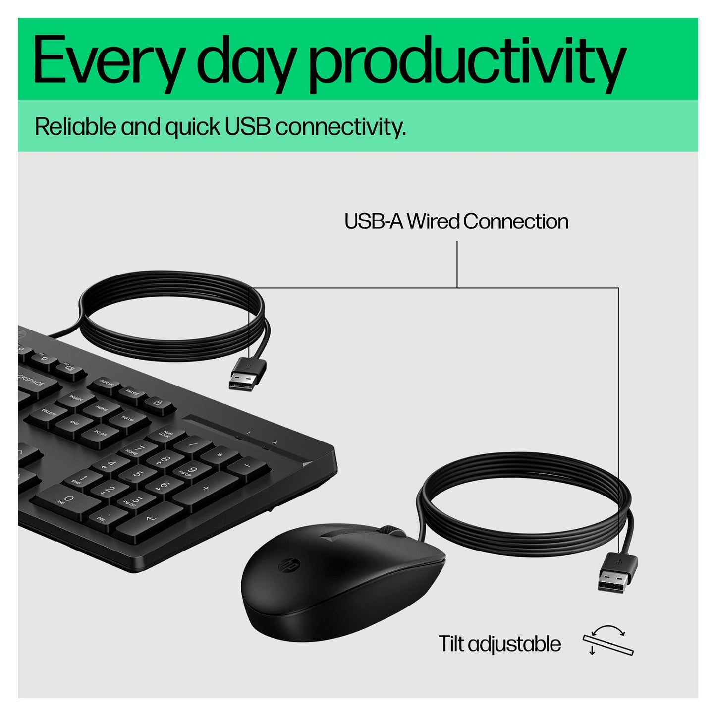 HP Tastatur+Maus 225 Set Kabelgebunden Schwarz