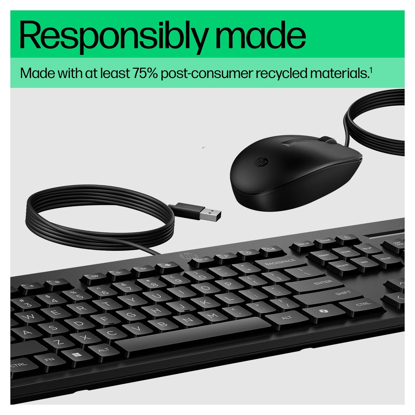 HP Tastatur+Maus 225 Set Kabelgebunden Schwarz