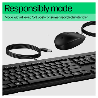 HP Tastatur+Maus 225 Set Kabelgebunden Schwarz