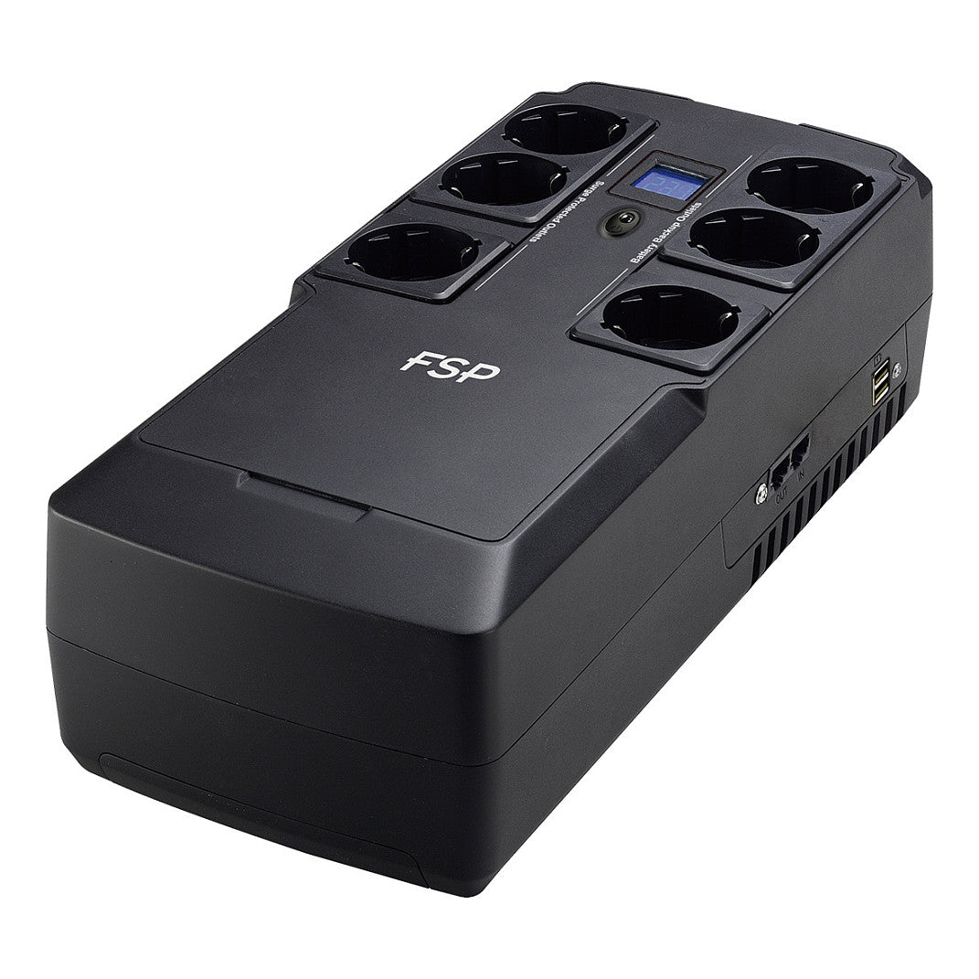 FSP NANOFIT 600 Offline UPS 600VA 360W inkl. 2-port USB charger 6 Schuko