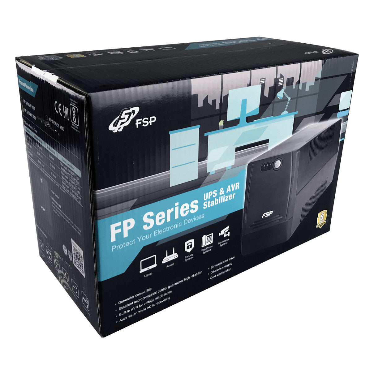 FSP FP 600*Line-interactive UPS 600VA/360W 2*SCHUKO. AVR