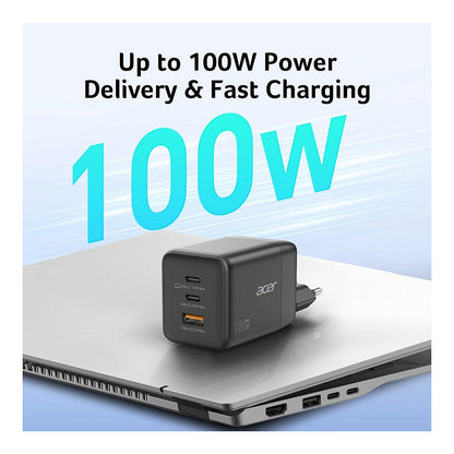 Acer GaN 100w 2 x USB-C + 1x USB-A ports. black