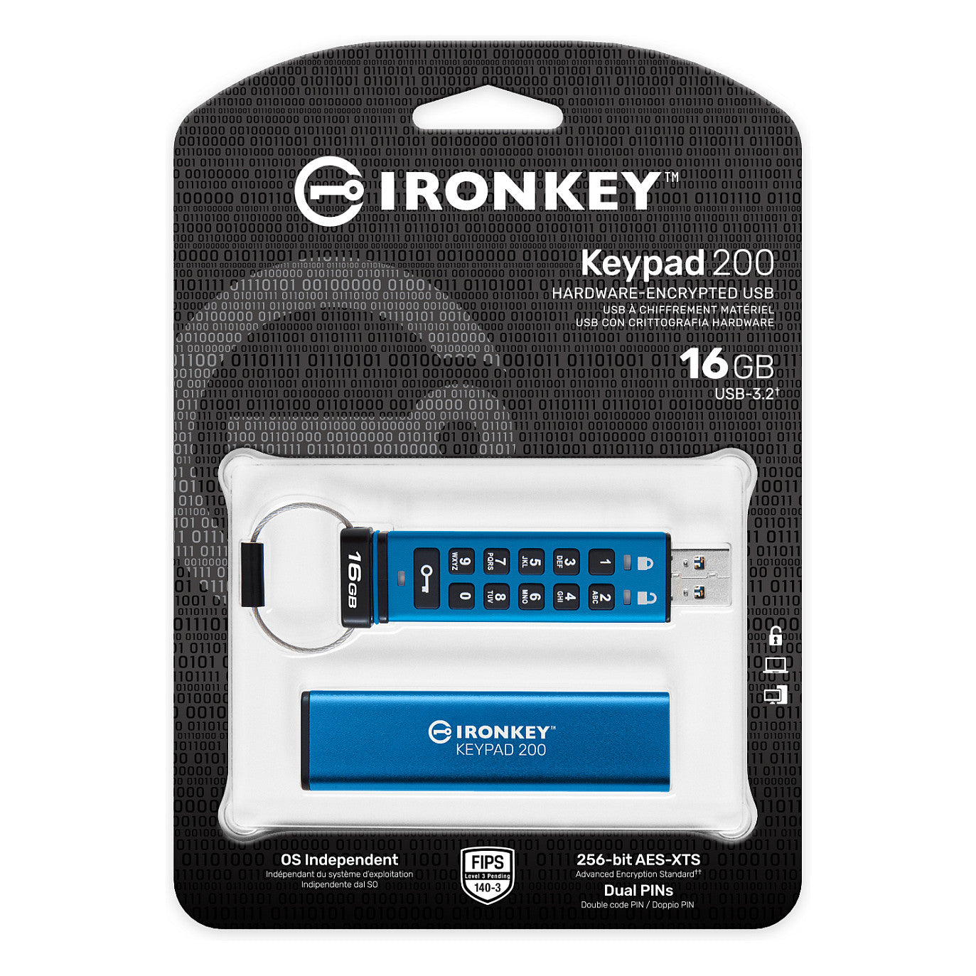 STICK 16GB Kingston IronKey Keypad 200 retail