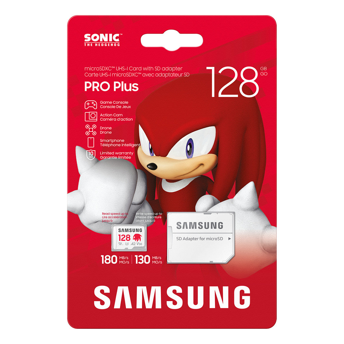 STICK SAMSUNG Sonic microSD Speicherkarte 128GB UHS-I U3 Full HD 4K UHD 180MB/s Read 130MB/s Write fr Handheld-Konsolen inkl. SD-Adapter