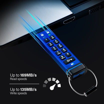STICK iStorage USB-Stick datAshur Pro blau. schwarz 32 GB