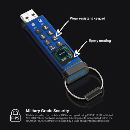 STICK iStorage USB-Stick datAshur Pro blau. schwarz 128 GB