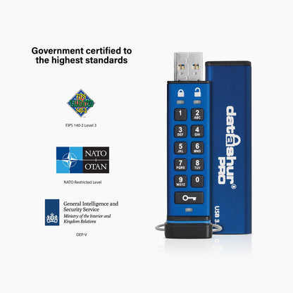 STICK iStorage USB-Stick datAshur Pro blau. schwarz 128 GB