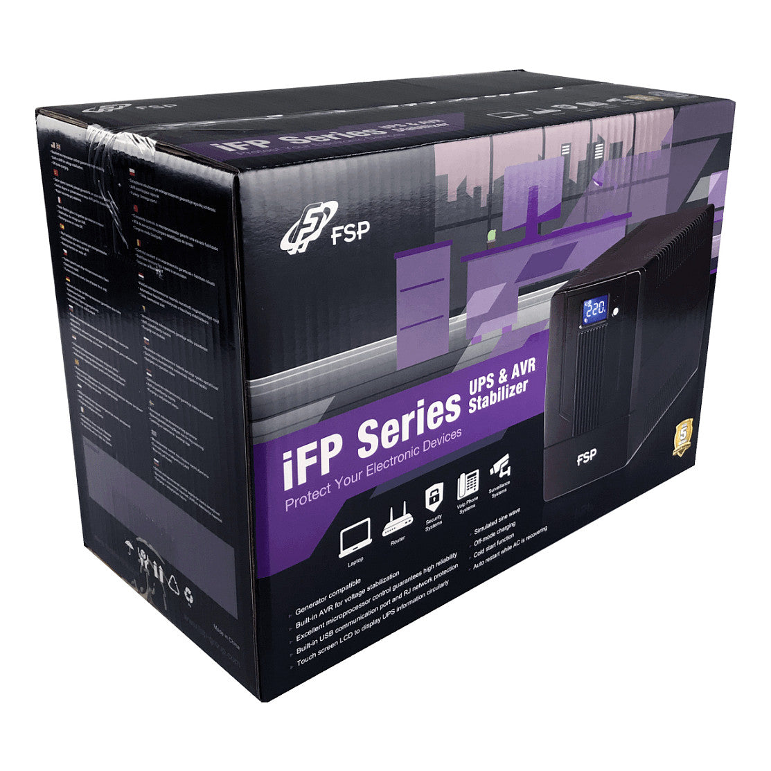 FSP iFP2000 Tower Line-interactive UPS 2000VA 1200W 2xSCHUKO 2xIEC 2x12V/9AH LCD