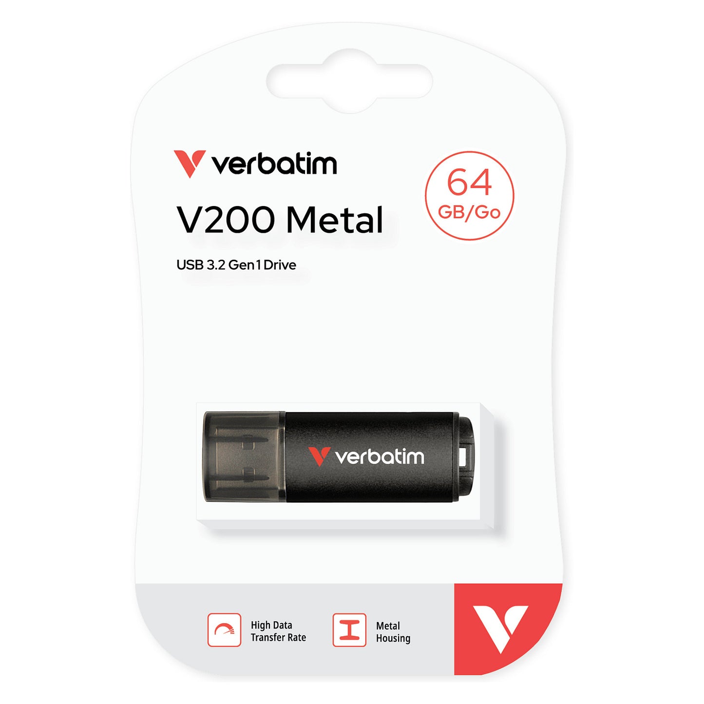 STICK Verbatim V200 Metal USB 3.2 64GB Aluminium. r/w 80/200MBs 30211