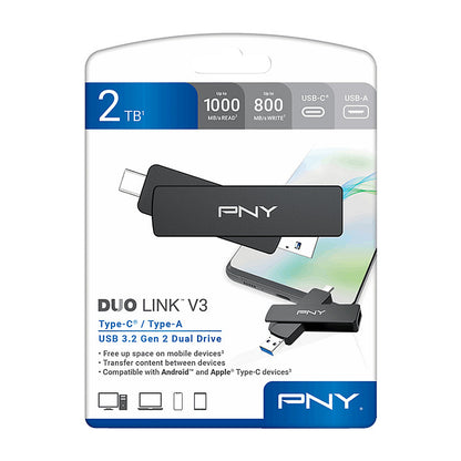 STICK USB Flash 2 TB - PNY OTG DUO LINK V3 - Type-A/Type-C