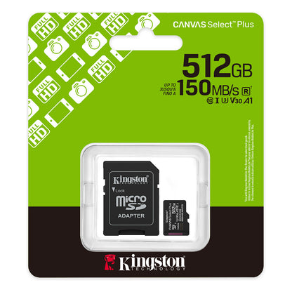 CARD Kingston 512GB microsdxc Canvas Select Plus Gen3 150MB/s A1 Card + Adapter