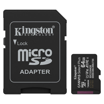 CARD Kingston 64GB microsdxc Canvas Select Plus Gen3 100MB/s A1 Card + Adapter