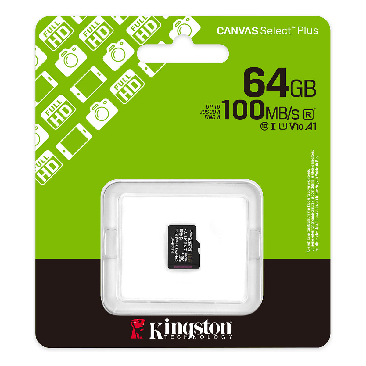 CARD Kingston 64GB micsdxc Canvas Select Plus Gen3 100R A1 Single Pack w/o ADP