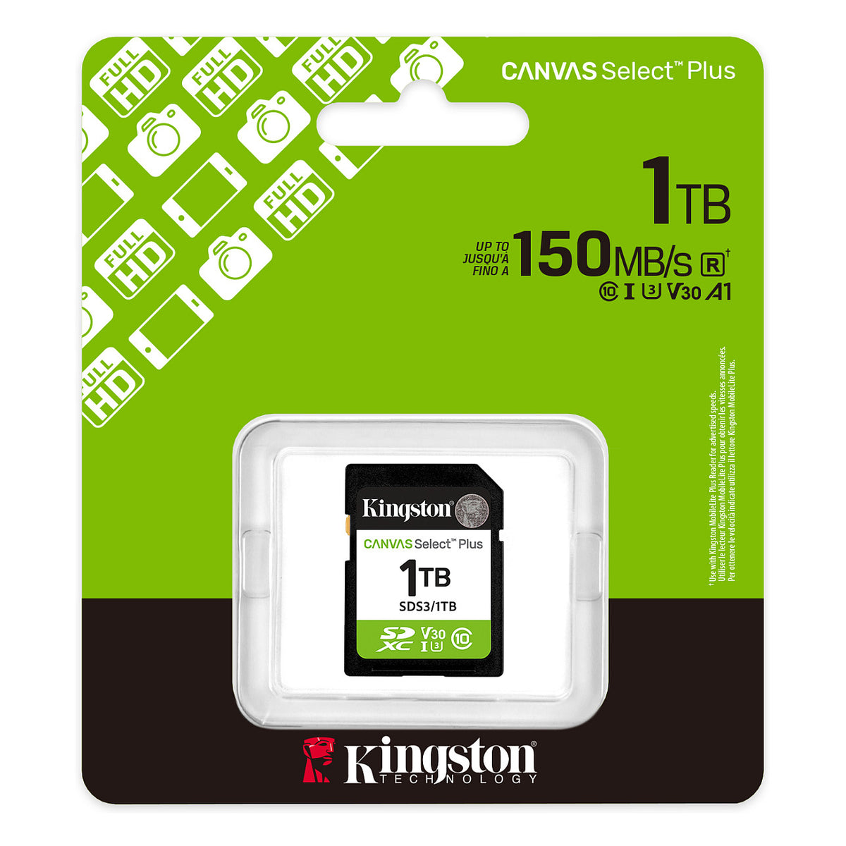 CARD Kingston 1TB sdxc Canvas Select Plus Gen3 150MB/s C10 UHS-I U3 V30
