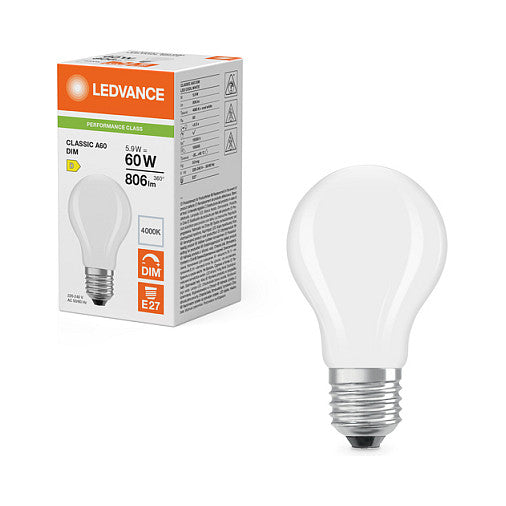 Osram LED Classic A 60 Filament DIM P 5.9W 840 Frosted Dimmbare LED - Lampen, klas