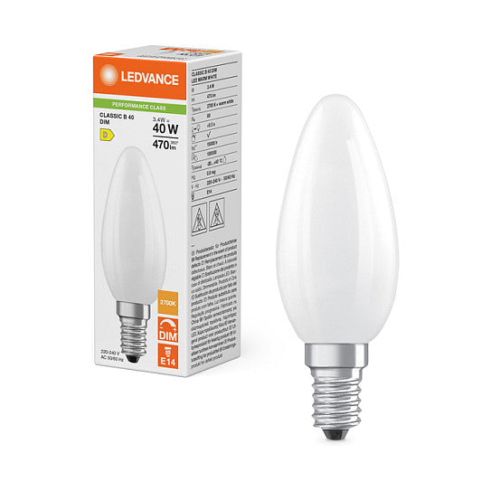 Osram LED CLB40 DIM 3.4W 827 FIL FR E14 P Frosted Dimmbare LED Kerzenlampe