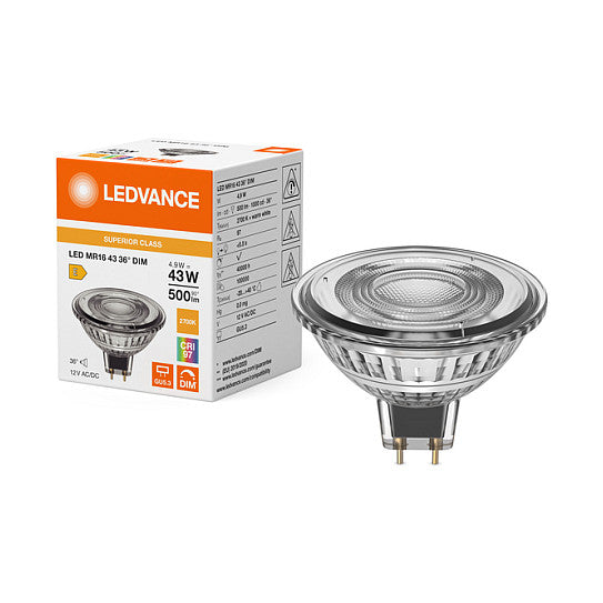 Osram LED MR16 43 36° DIM S 4.9W 927 GU5.3 Dimmbare Niedervolt-LED-Reflektorlampen
