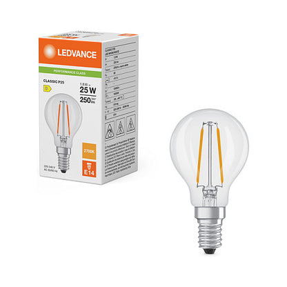 Osram LED Classic P 25 Filament P 1.8W 827 Clear E14 LED-Lampen, klassische Miniba