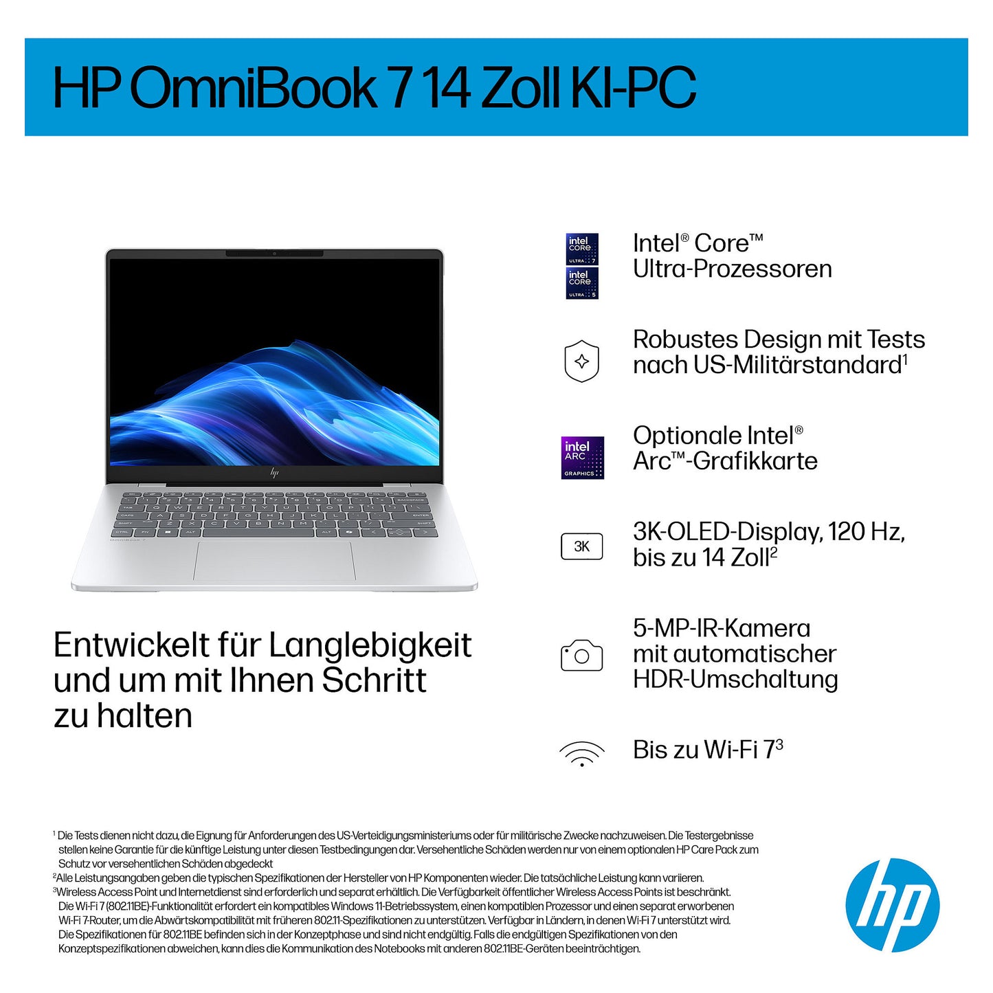 HP OmniBook 7 AI 14" 2k Core Ultra 7 255U 16GB/512GB SSD Win11 Home - 14-fr0475ng Copilot+PC