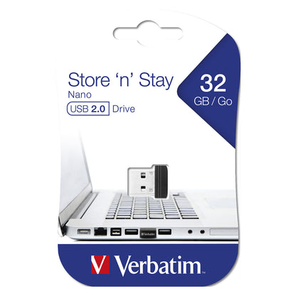 STICK 32GB USB 2.0 Verbatim Store'n'Stay Nano blue