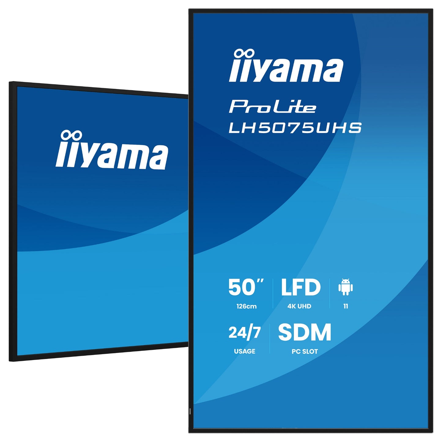 125,7 cm/49,5" (3840x2160) iiyama ProLite LH5075UHS-B2AG 16:9 VA 9,5 ms 60Hz 500 cd/m² 24/7 HDMI×3 DisplayPort USB WiFi SDM-Slot VESA Black