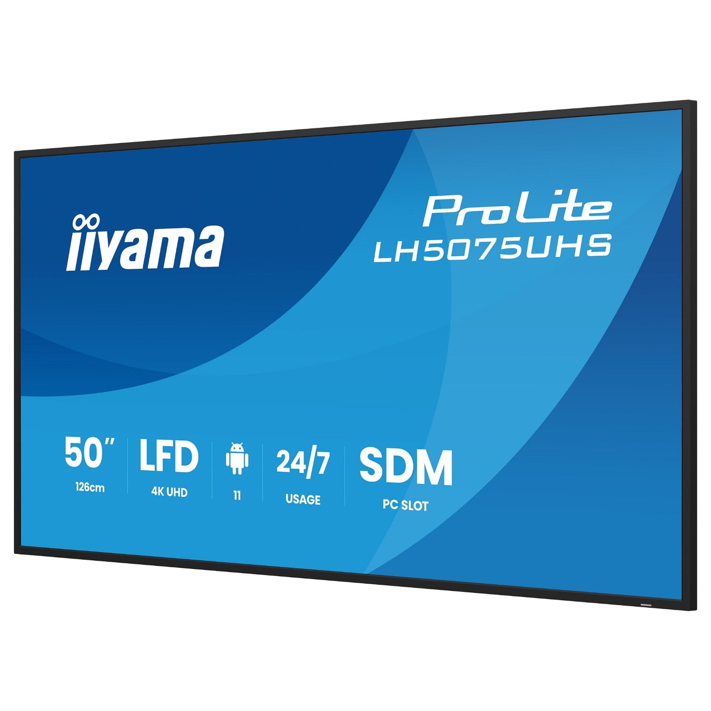 125,7 cm/49,5" (3840x2160) iiyama ProLite LH5075UHS-B2AG 16:9 VA 9,5 ms 60Hz 500 cd/m² 24/7 HDMI×3 DisplayPort USB WiFi SDM-Slot VESA Black