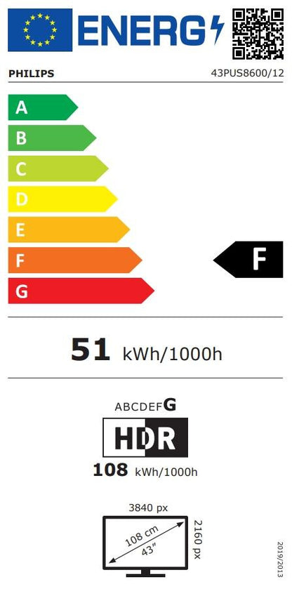 Philips 43PUS8600/12 108cm 43" 4K QLED Ambilight TV 120Hz