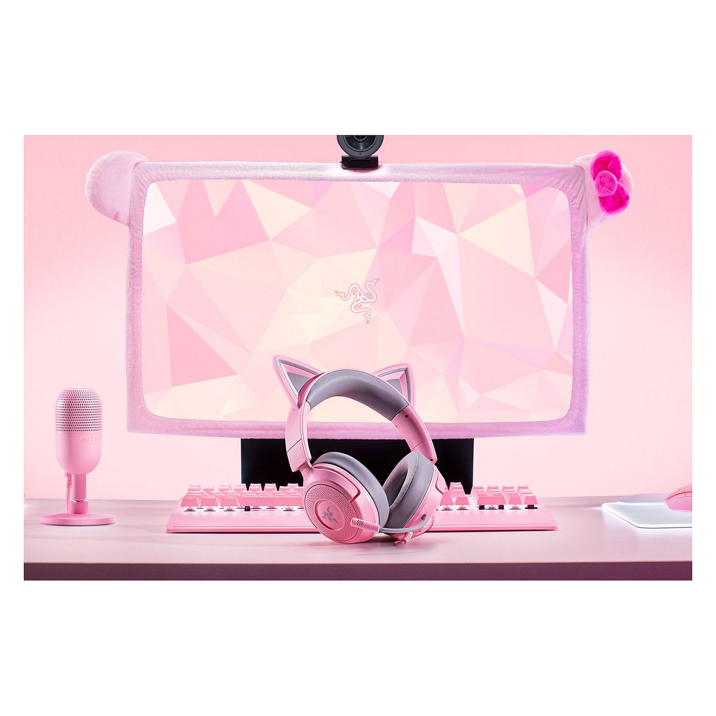 Razer Kraken Kitty V3 X Quartz (rosa/grau, 3,5-mm-Klinkenstecker)