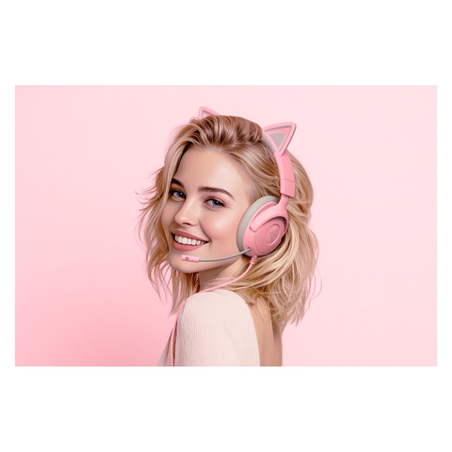 Razer Kraken Kitty V3 X Quartz (rosa/grau, 3,5-mm-Klinkenstecker)
