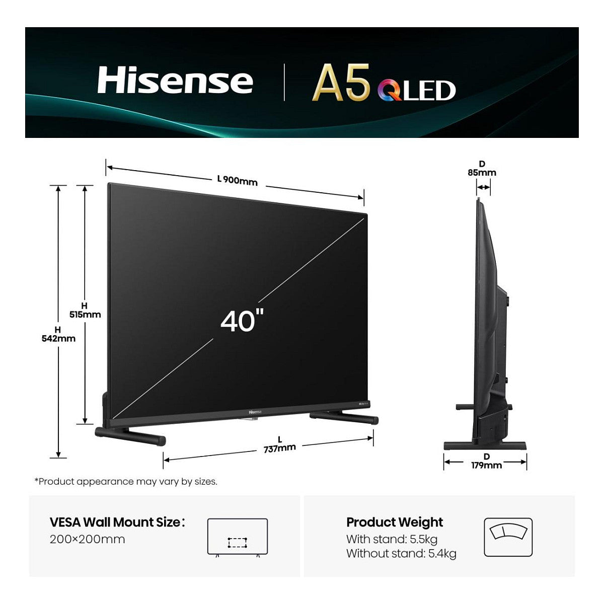 Hisense 40A5Q 102cm 40" Full HD QLED Smart TV Fernseher