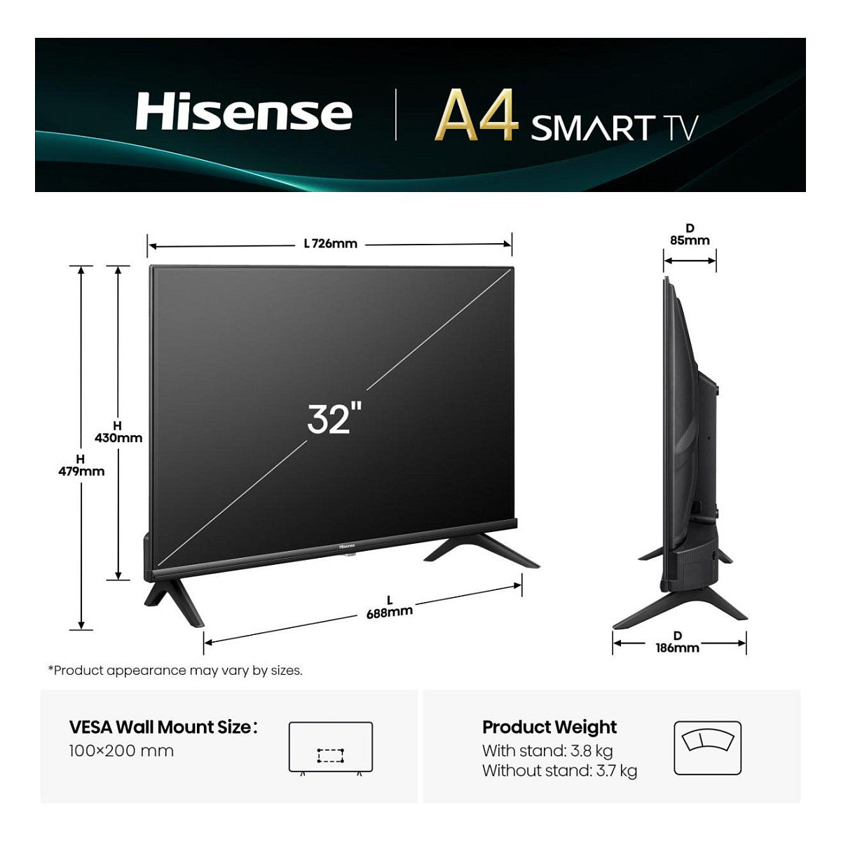 Hisense 32E4QT 80cm 32" HD-Ready Smart TV Fernseher