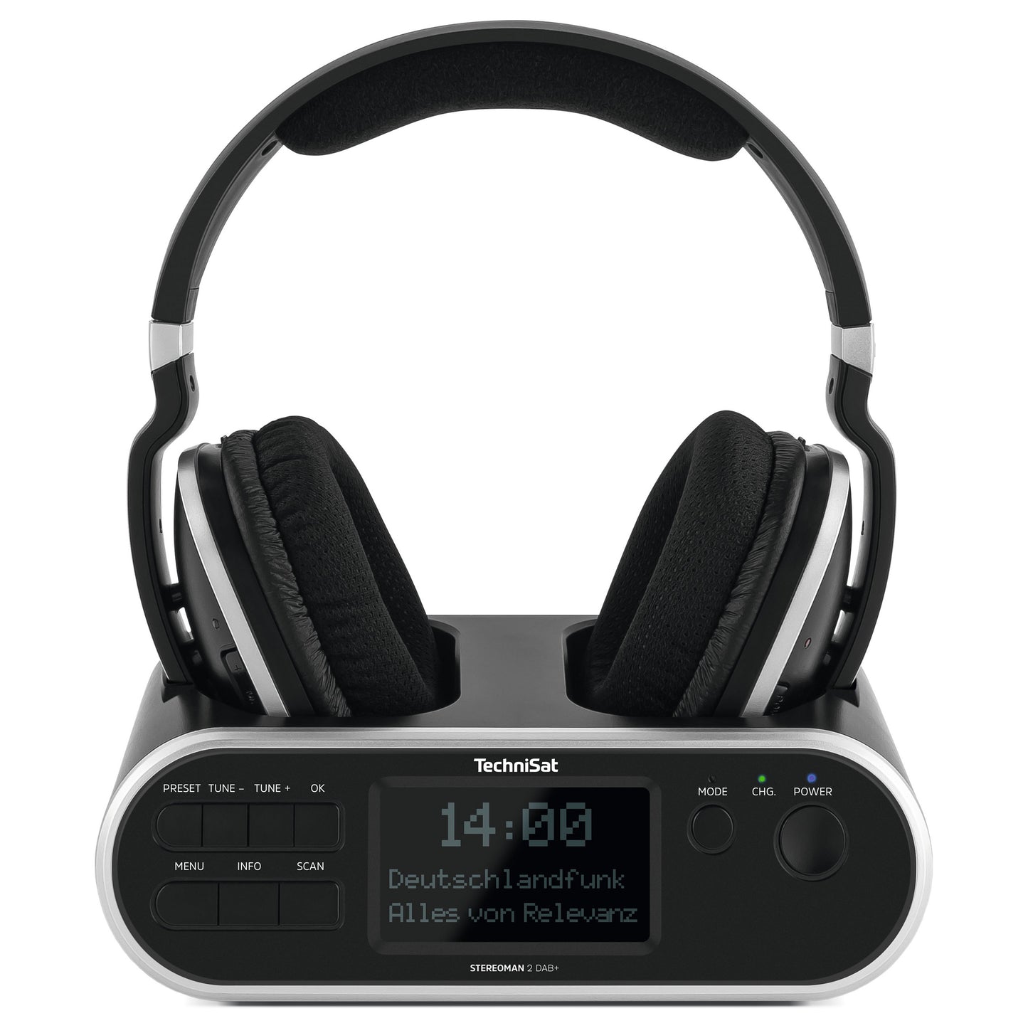 TSAT Stereoman 2 DAB+ sw Stereo-Funkkopfhörer mit Dockingstation 2,4GHz