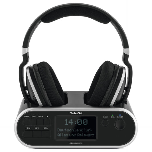 TSAT Stereoman 2 DAB+ sw Stereo-Funkkopfhörer mit Dockingstation 2,4GHz