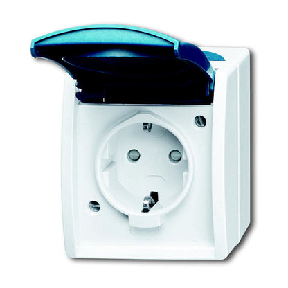 BUSCH JAEGER Ocean - Steckdose Klappdeckel 1-fach - AP *grau/blaugrün*
