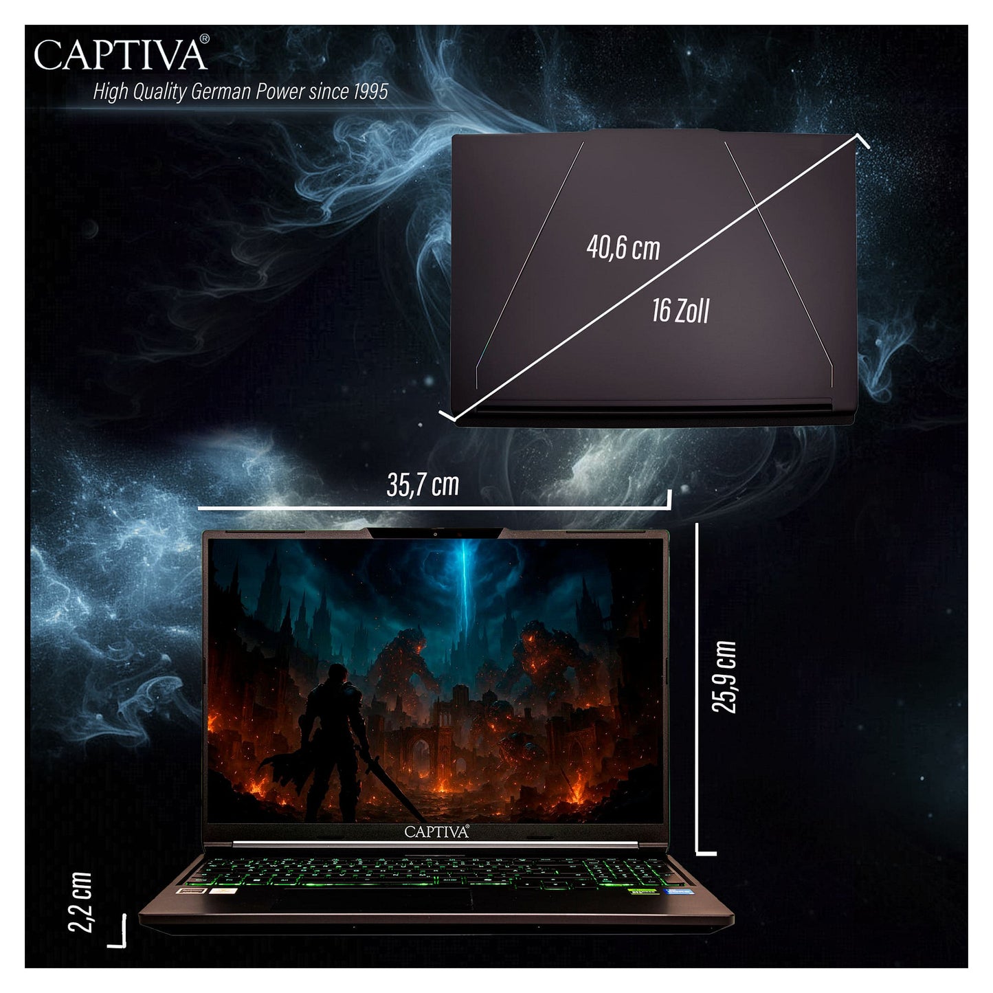 Captiva Notebook Highend Gaming I95-052GE 16" WQXGA Core i7-14650HX 32GB/1TB SSD RTX5070 Win 11