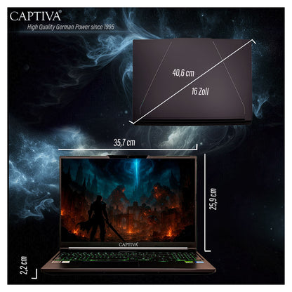 Captiva Notebook Highend Gaming I95-052GE 16" WQXGA Core i7-14650HX 32GB/1TB SSD RTX5070 Win 11