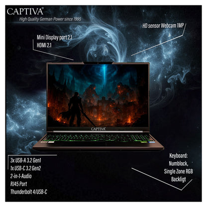 Captiva Notebook Highend Gaming I95-052GE 16" WQXGA Core i7-14650HX 32GB/1TB SSD RTX5070 Win 11