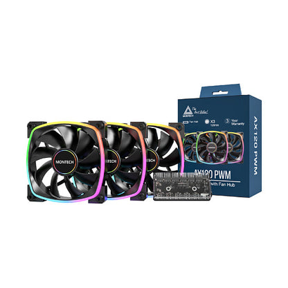 120mm Montech AX120 PWM 120x120x25 3er Pack