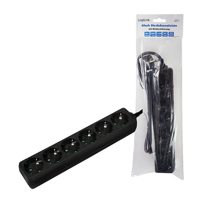 Logilink Steckdosenleiste 6-fach mit Schutzkontakt , schw.