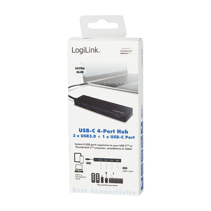 Logilink USB 3.1 HUB 3+1-port Type-C schwarz