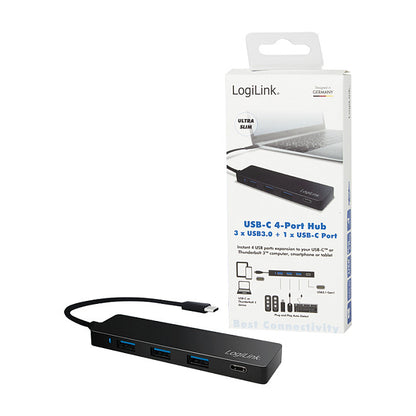 Logilink USB 3.1 HUB 3+1-port Type-C schwarz