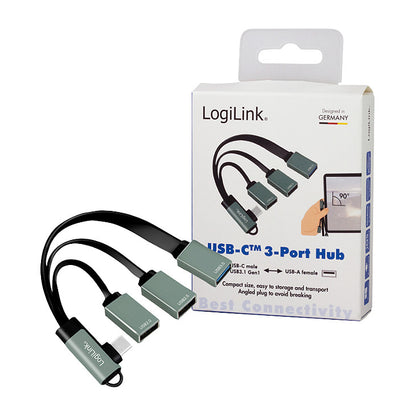 Logilink USB-HUB 3-Port,2xUSB2.0AF + 1xUSB3.0AF,gewink.Steck