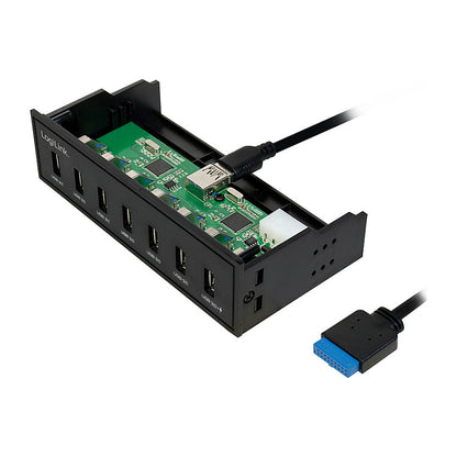 Logilink USB HUB 3.0, 7-Port, 5,25" intern + Schnelladeport