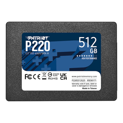 2,5" Patriot P220 512 GB (schwarz, SATA III 6 Gb/s, 2,5")