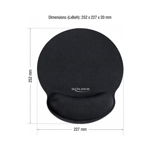DELOCK Mauspad mit Handballenauflage rund schwarz
